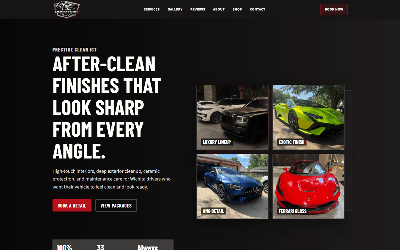 Prestine Clean ICT auto detailing website built by Baumbach Solutions